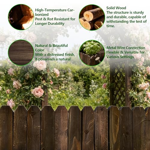 Wooden Garden Edging, Decorative Wood Fence Border Landscape Edging for Flower Bed Barrier Yard Lawn Pathway Tree, 7.9" H x 48" L (1 Pack) - style: 1pcs