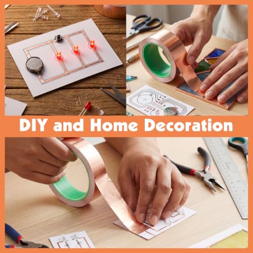 4 Rolls Copper Foil Tape, 2 In x 11 Yards Each, Double-Sided Conductive