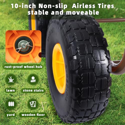 WERMAH Upgrade Hose Reel Cart, Garden Hose Cart 4 Wheels, Holds 300ft 5/8"
