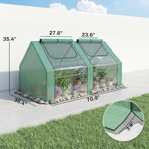 Outsunny 6' x 3' x 3' Portable Greenhouse with 2 PE/Plastic Covers Green - color: Green, size: 6' x 3' x 3'