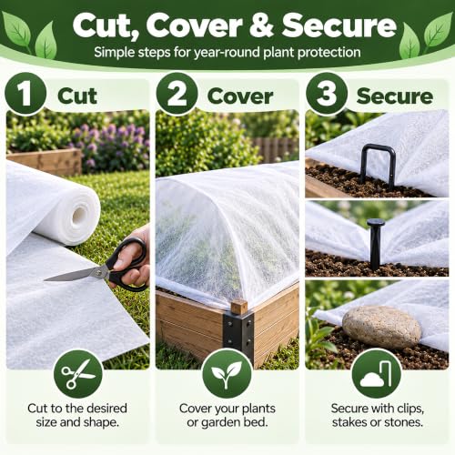 SPORTYOUTH Plant Covers Freeze Protection 10x50Ft Floating Row Cover 1.2Oz - size: 10x50ft 1.2oz