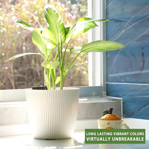 Dexceder 11x10 Self Watering Planters Indoor (2 Pack, White) - color: White, size: 11x10