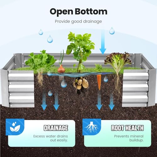 Quictent 6x3x1ft Galvanized Raised Garden Bed with Cover