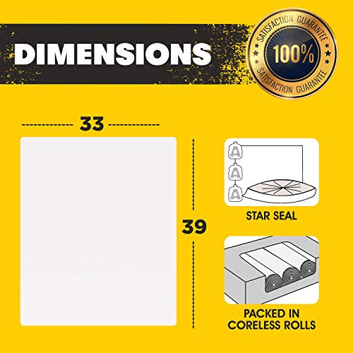 Aluf Plastics 33 Gal Clear Trash Bags, 2.0 MIL (EQ.), 33" x 39" (100 Pk) - style: 33 Gal, 2 Mil Equiv, 100 Count