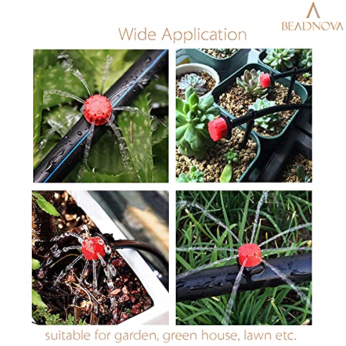 BEADNOVA Drip Emitter 150 Pcs 360 Degree Adjustable Dripper Emitters for Drip Line 1/4 Inch Irrigation Tube Watering System Gardening (Red) - color: 150pcs