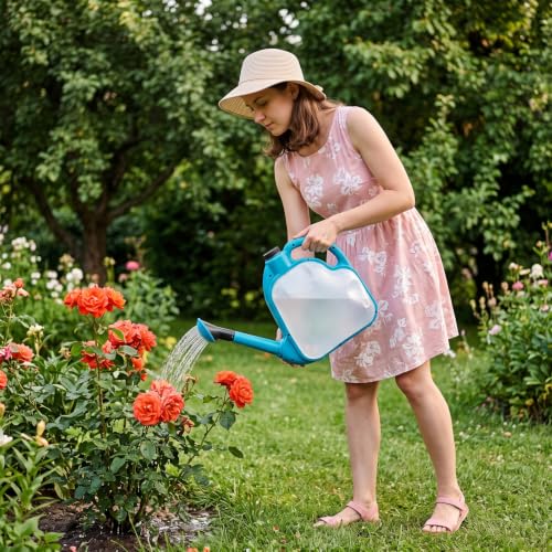 1 Gal Blue Clear Plastic Foldable Watering Can - color: Blue, size: BLUE-4L