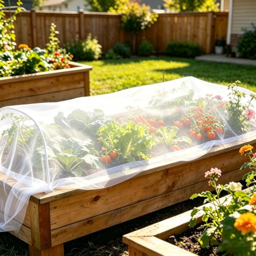 2PCS Garden Raised Bed Plant Shade Cloth,Non-Woven Sunshade Cover for 4×2FT