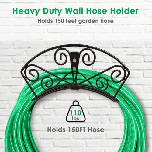TomCare Garden Hose Holder, Heavy Duty 150 ft Capacity Hose Hanger - color: Black, size: M(13.2“ x 5.7” x 7")