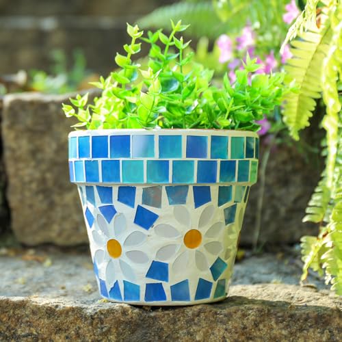Ceramic Small Plant Pot with Drainage Hole, 4 in Succulent Planter - color: Flower