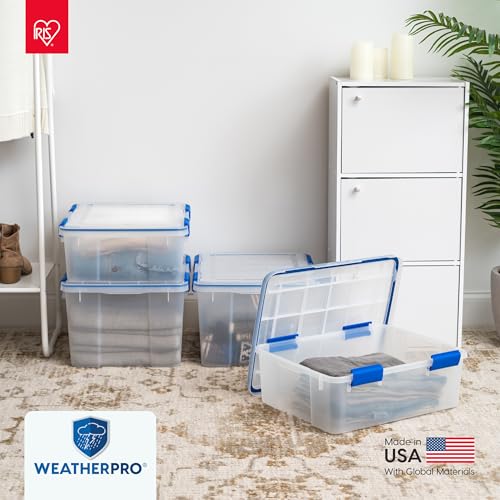 IRIS USA 3-Pack 16 Qt Storage Bins with Gasket Lids, Clear/Blue - size: 16 Qt. - 3 Pack