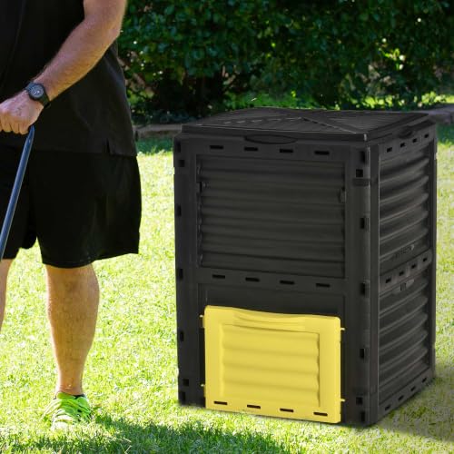 Outsunny Garden Compost Bin, 80 Gallon Outdoor Composter, Yellow - color: Yellow