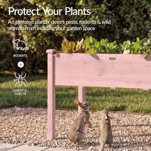 Best Choice Products 48x24x30in Raised Garden Bed, Elevated Wood Planter Box Stand for Backyard, Patio, Balcony w/Bed Liner, 200lb Capacity - Pink - color: Pink, size: 48x24x30in