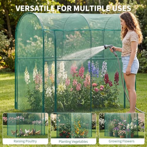 Garden Crop Cage, Plant Netting Cover with Zipper Door, Vegetable Insect Protection - color: Green, size: 200*100*180cm