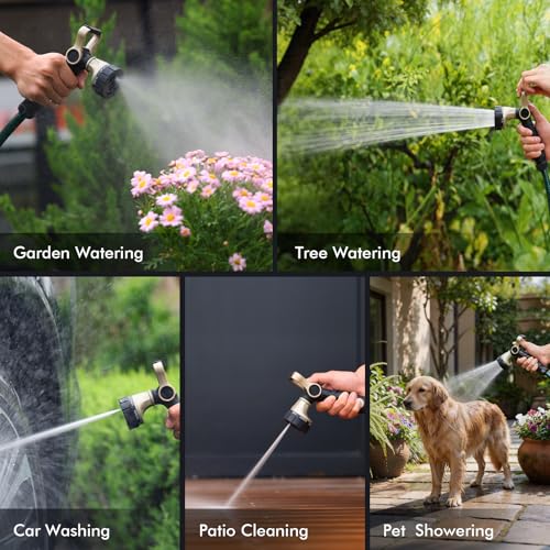 RESTMO Garden Hose Nozzle Heavy Duty, Fireman Style Water Hose Nozzle - size: 7 Spray Patterns-Thumb Control