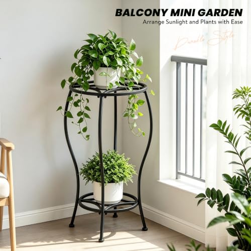 TOSKING 2-Tier Tall Metal Plant Stand, Indoor Outdoor, 28.7-Inch, Black - color: Black-2Tier-28''