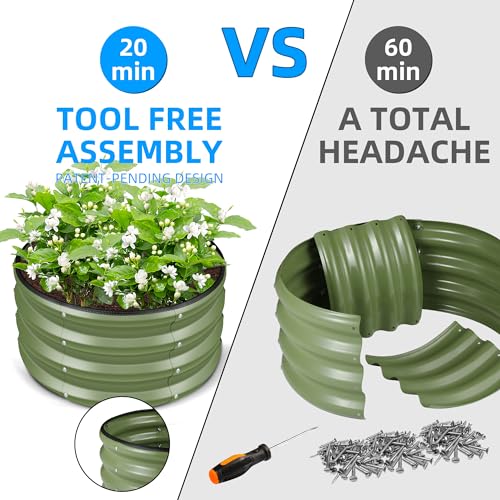 ZXZYHFTY Round Raised Garden Bed Set, 3 Pack, 2 x 2 x 1 Ft, Green - color: Green