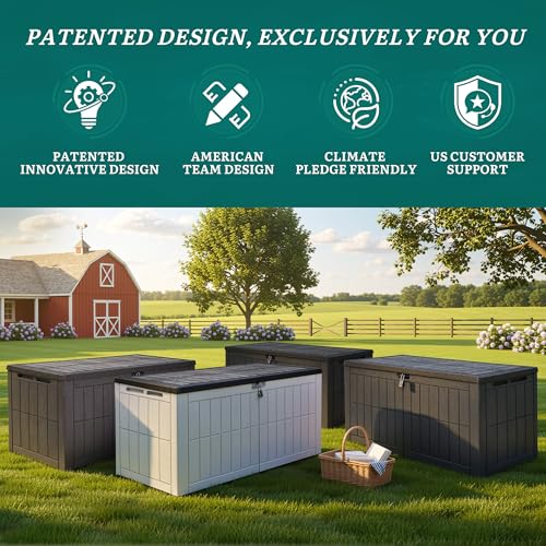 YITAHOME 134 Gallon Large Deck Box - color: Dark Gray, size: 134 Gallon
