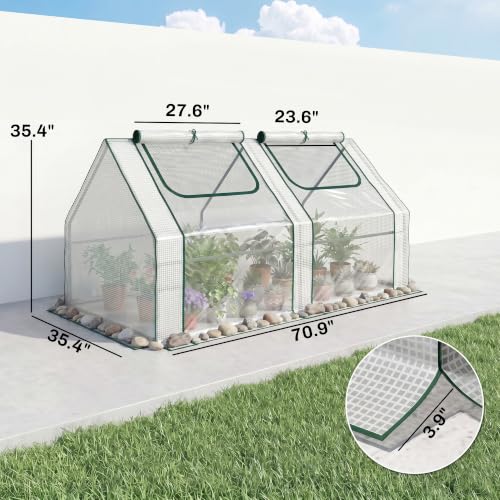 Outsunny 6' x 3' x 3' Portable Greenhouse with 2 PE/Plastic Covers Clear - color: Clear, size: 6' x 3' x 3'