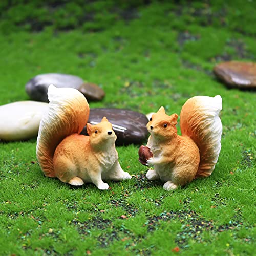 4pcs Squirrel Figures Animal Toy Cake Toppers, Fairy Garden Miniature Squirrel Figurines Collection Playset for Christmas Birthday Gift Desk Decorations