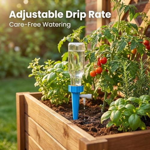 24 Pack Self Watering Spikes, Adjustable Flow Automatic Plant Waterer for Indoor Outdoor Plants, Fits Standard 1.1in Bottle Mouth, Vacation Drip Irrigation System - color: 12xGreen, 12xBlue