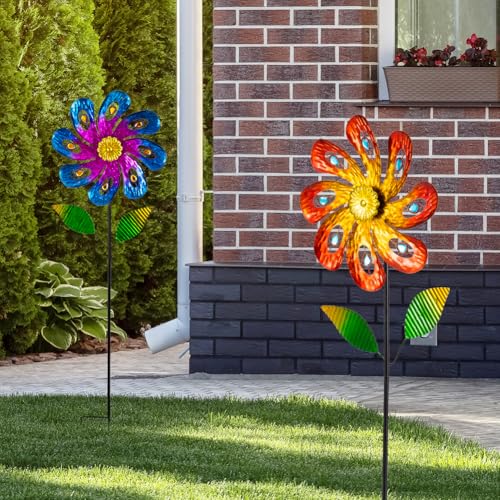 2 Pack Wind Spinners Outdoor, Metal Wind Sculptures & Spinners - size: 36x9