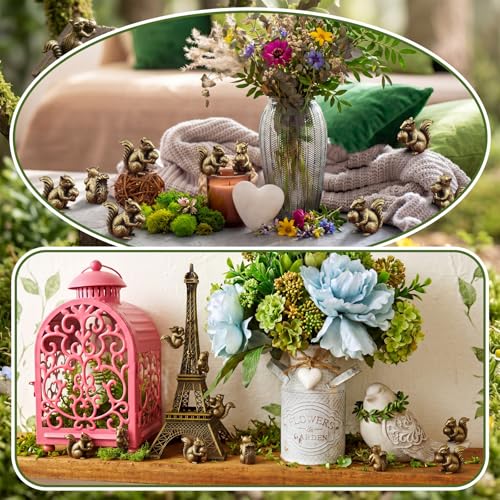 Weysat 50 Pcs Mini Bronze Squirrel Statue, Fall Squirrel Figurine Decor - style: Squirrels