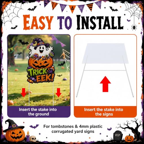 18Pcs Halloween Metal Stakes,Heavy Duty H-Shaped Tombstone Stakes for Yard