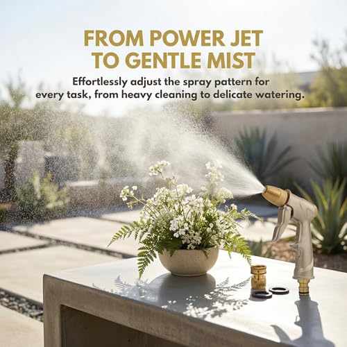 Garden hose nozzle spray, heavy metal high-pressure water gun, rotating can obtain different types of spray, watering plants and lawn, car washing, yard and pets (Short nozzle quick connection) - style: Short nozzle quick connection