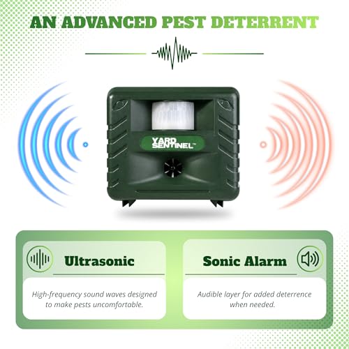ASPECTEK Yard Sentinel Ultrasonic Animal Repeller, 5500 Sq. Ft. Coverage with 24Hrs Motion Sensor, Night Scanner, Deterrent for Deer, Raccoon, Bear, Rabbit, Skunk and Fox, Includes 10m Extension Cord - style: Original