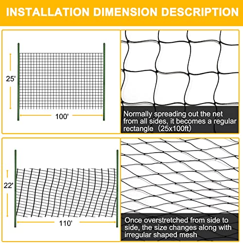 BSTPCOO Bird Nets 25'x100' with 1" Mesh, Nylon Poultry Net Over Chicken Run - size: 25'×100'-1''