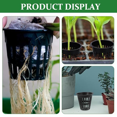 Toddmomy Hydroponic Grow Baskets 5-Pack 2.16X1.96X1.18 in Slotted Mesh Net Cups for Root Aeration Seed Starting Vegetables Orchids Aquaponics Plant Starter Containers