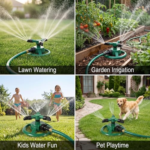 Yard Sprinkler, 360° Rotating Water Sprinkler for Lawn and Garden Large Area Coverage