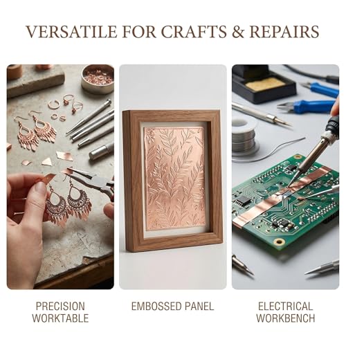 99.9% Pure Copper Sheet Metal Foil,44 Gauge(0.05mm) x 100mm x 2m Roll | High Conductivity Copper Strip for Electrical Repairs, EMI Shielding, Stained Glass, DIY Crafts and Soldering - color: 44 Gauge(0.05mm) x 100mm x 2m
