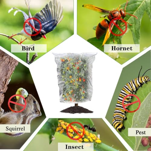 Drawstring Blueberry Netting for Bushes - 2Pack 3.28 * 2.62+ 2pack 4.92 * 3.94Ft - Easy Install Reusable Garden Netting,for Fruit Trees & Tomato Plants, Blocks Birds, Squirrels & Insects - size: 3.28*2.62+4.92*3.94