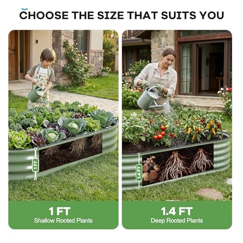 Galvanized Raised Garden Bed,2PCS 6x3x1.4ft Planter Box,OliveGreen - color: Olive Green, size: 6x3x1.4ft (2pcs)