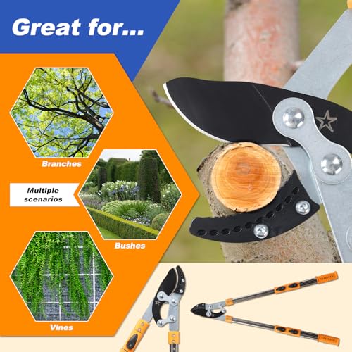 Loppers for tree trimming heavy duty extendable 24.8-43.7 inches,Tree pruning shears Rust Resistant Sharp Steel Blade Tree Limb Trimmer,Shock-Absorbing design, Non-slip Handle,Garden Tools