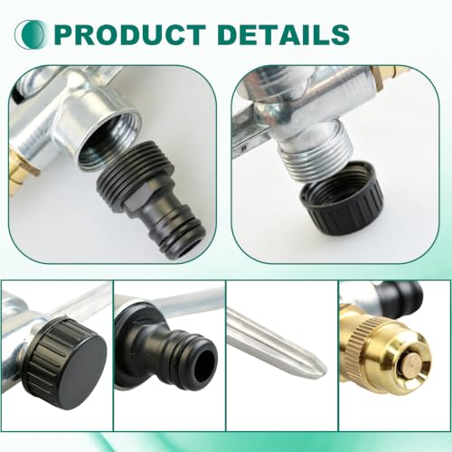 2 Pack Metal Lawn Sprinkler 360° Adjustable Brass Nozzle Spike Base