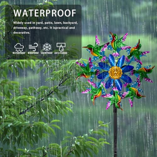 Viveta Outdoor Wind Spinners, Hummingbird Garden Windmill - color: Hummingbird