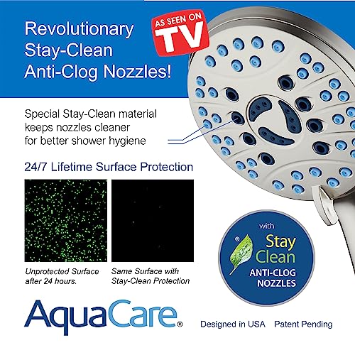 AquaCare 8-mode High Pressure Handheld Shower Head with 2-mode Power Wash - color: Satin Nickel, style: 2.5 Gallon Per Minute