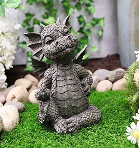 Ebros Keep Off Flip The Bird Rude Baby Dragon Sitting Statue 10" H Fairy Garden Faux Stone Resin Finish Guest Greeter Figurine - color: Flip the Bird Keep Off