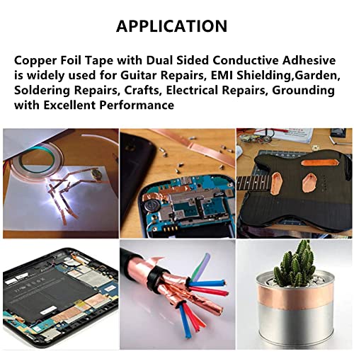 Copper Tape with Double Conductive Adhesive Copper Foil Tape for Guitar and EMI Shielding, Paper Circuits, Crafts, Electrical Repairs, Grounding (3/4 Inch x 66 Feet) - size: 3/4 in x 66ft