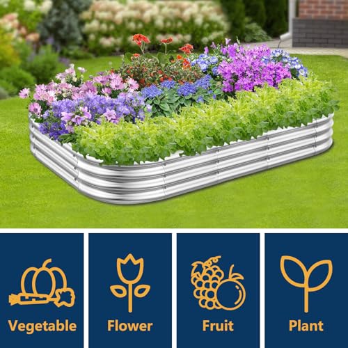 RAYKEEP 5x3x1 ft Galvanized Raised Garden Beds, Pack of 01 - Silver - color: 1pcs, size: 5x3x1 ft