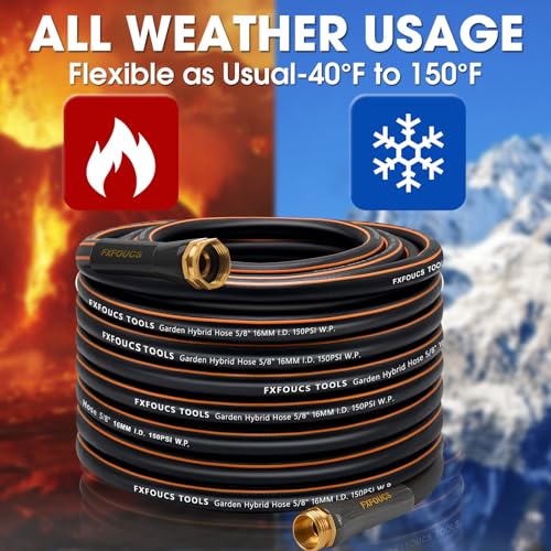 Garden Hose 100ft x 5/8", Heavy Duty Water Hose, Kink Resistant - color: Black, size: 100FT