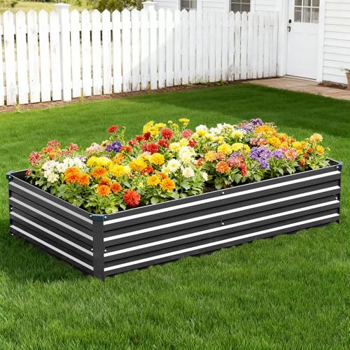 Vengarus 2PCS 9x3x1ft Galvanized Raised Garden Beds Kit,Planter Box Black - color: Black, size: 9x3x1FT(2PCS)