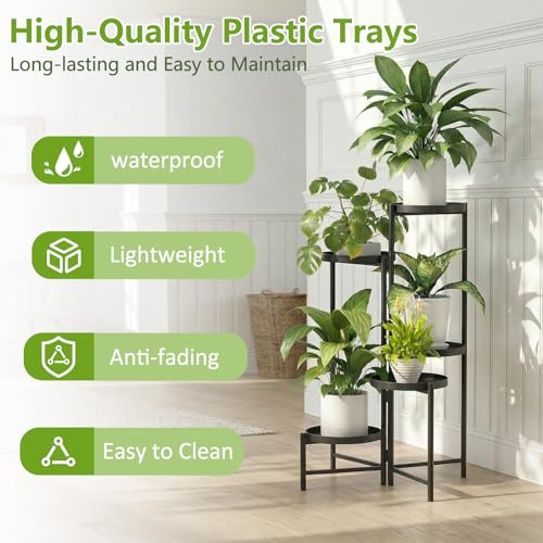 5 Tier Tall Metal Plant Stand, Duty Tiered Flower Shelf for Patio Garden - size: 5 Tier