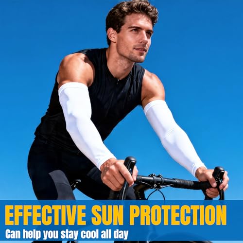 PFFY 4 Pairs Arm Sleeves for Men Women Cooling UV Protection Compression - color: Black*2 + Grey*2