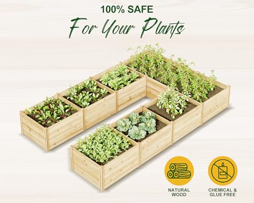 AMERLIFE U-Shaped Raised Garden Bed, 7.5Wx12Dx1.6H Outdoor Wooden Raised Garden Bed Planter with 19.6" Depth Planter Box - size: 7.5x12x1.6 FT
