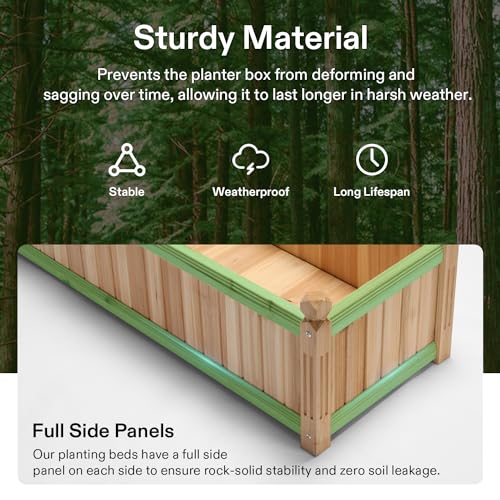 VIVOSUN 2-Pack Raised Garden Bed 3.6x1.3Ft Outdoor Wood 43.5x16x14 Planter - size: 43.5 x 16 x 14 Inches (Pack of 2)