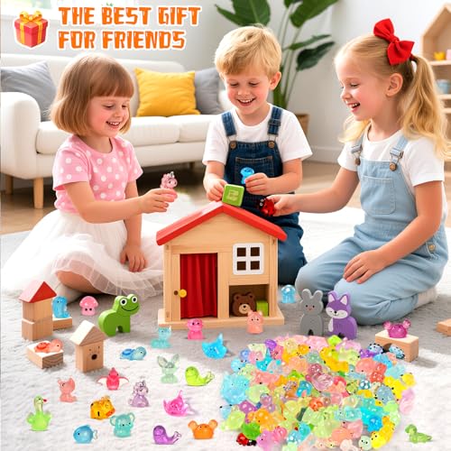 EKisemio 120 Pcs Mini Resin Animals, Glow in The Dark Mini Figures Bulk