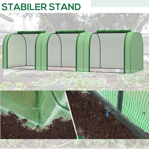 Mini Greenhouse 10' x 3' x 2.5', Green House with Roll-Up Zipper Door, Heavy Duty PE Cover, Sturdy Steel Frame, Waterproof Portable Garden Plant Tent for Indoor Outdoor, Balcony, Patio & Seedlings